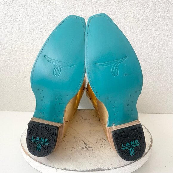 Lane EMMA JANE Womens Cowboy Boots 6.5 Gold Western Cowgirl Mid Calf Tall Boot - Picture 8 of 11